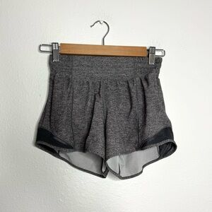 Lululemon Heathered Black 4" Long Hotty Hot‎ Short